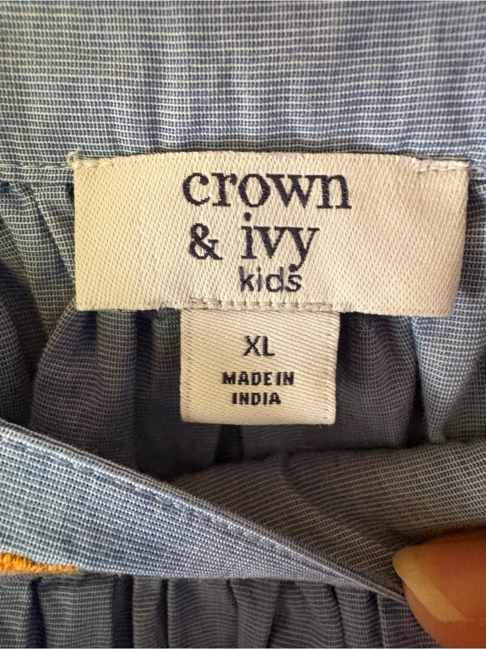 Crown & Ivy Kids Chambray Dress XL Tassel Pom Pom Ruffle Sleeveless Blue